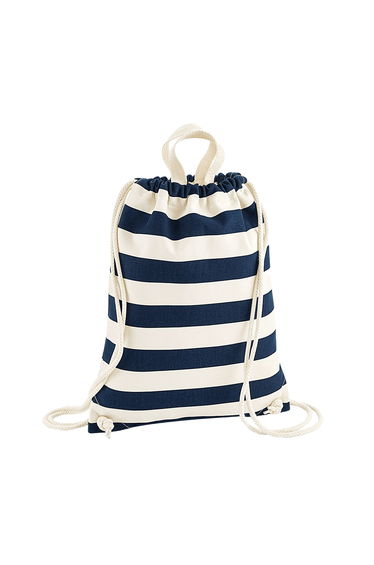 Westford Mill Nautical Drawstring Bag - Natural/Navy
