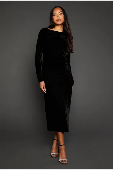 Black Knot Detail Midaxi Dress - black