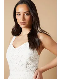 Embroidered Broderie Midi Dress - 2