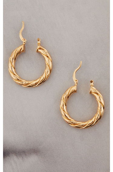 Recycled Gold Rope Twist Hoop Earrings