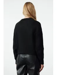 Black Wide Pattern Soft Texture Basic Knitwear Sweater - 4