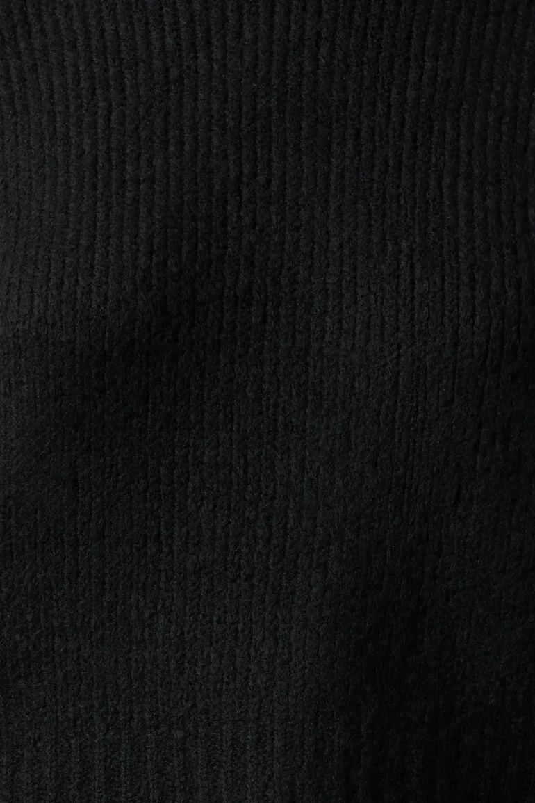 Black Wide Pattern Soft Texture Basic Knitwear Sweater - 2