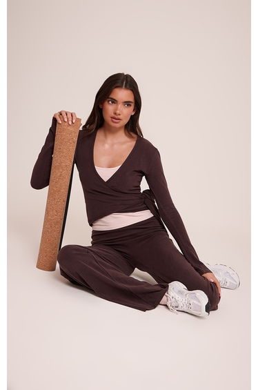 Espresso Soft Cotton Low Rise Straight Leg Lounge Trousers
