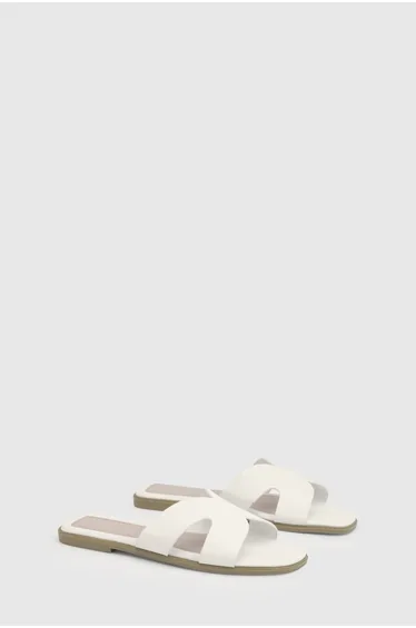 Cut Out Flat Sandals - white