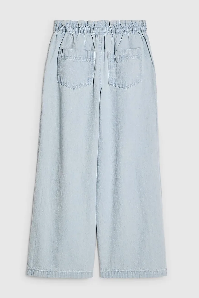 Girls Blue Wide Leg Bow Jeans - 3