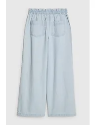 Girls Blue Wide Leg Bow Jeans - 3