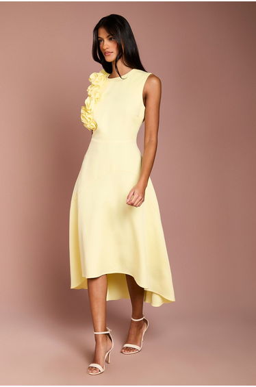 Petite 3D Corsage High Low Dress