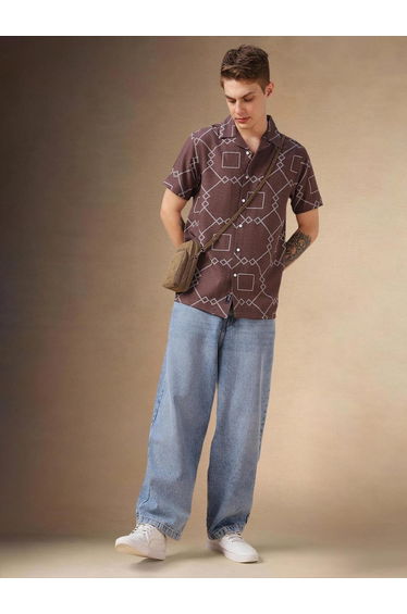 Abstract Print Casual Shirt for Men