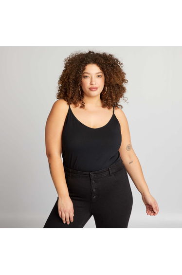 Vest top with spaghetti straps black