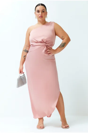 Pink Satin Woven Dress