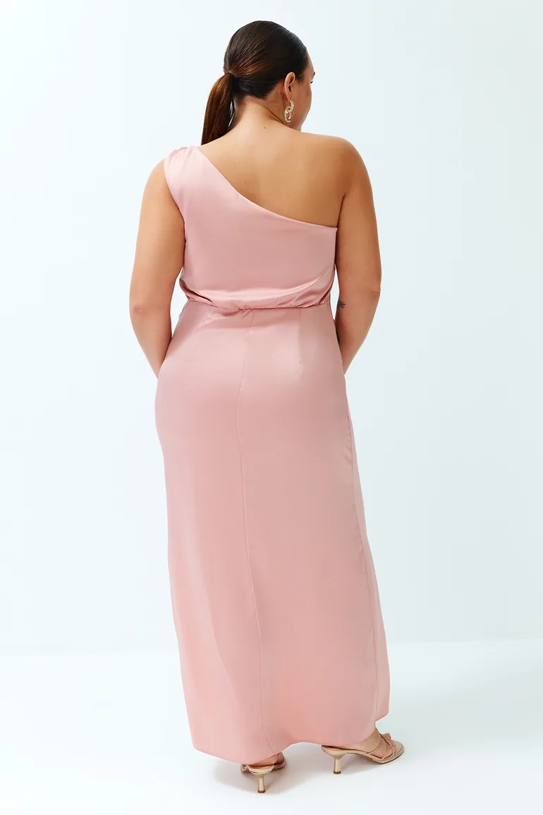 Pink Satin Woven Dress - 5