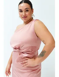 Pink Satin Woven Dress - 2
