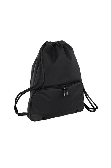 Bagbase Athleisure Water Resistant Drawstring Sports Gymsac Bag (Pack of 2) - Black/Black