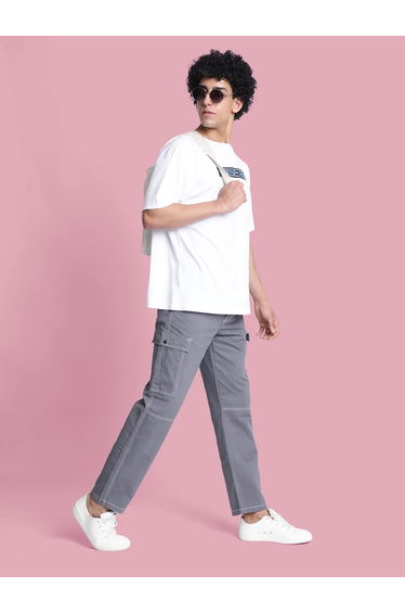 Men Relaxed Fit Cotton Cargo Trousers