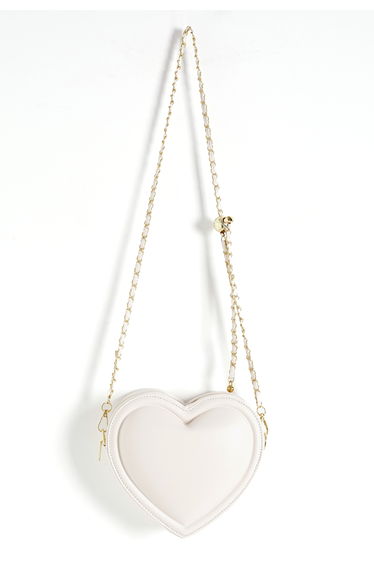 Faux Leather Heart-Shaped Crossbody Bag in White