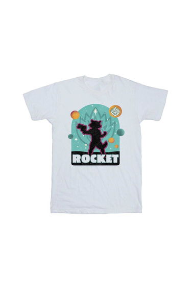 Guardians Of The Galaxy Volume 3 Boys Rocket Raccoon Badge Cotton T-Shirt - White