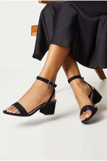 Wide Fit Tommi Barely There Mid Block Heel Sandals