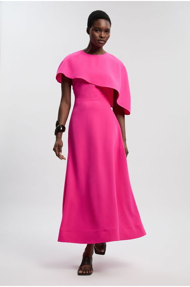 Petite Soft Tailored Cape Detail Tailored Midi Dress