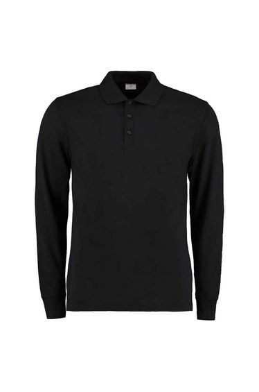 Kustom Kit Mens Pique Long-Sleeved Polo Shirt - Black