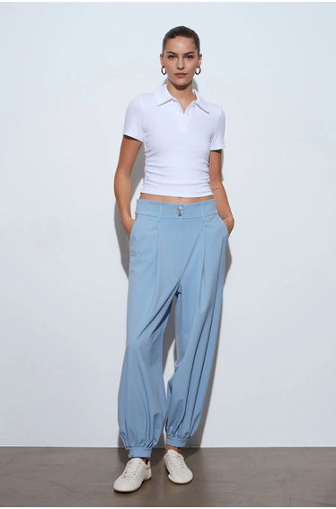 Dilvin High-Waist Wide-Leg Striped Trousers