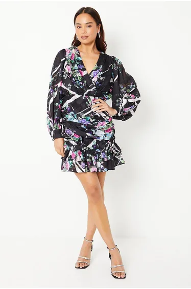 Petite Mini Dress With Blouson Sleeve