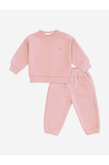 Mininio Baby Girls Cotton Fleece Tracksuit in Pink