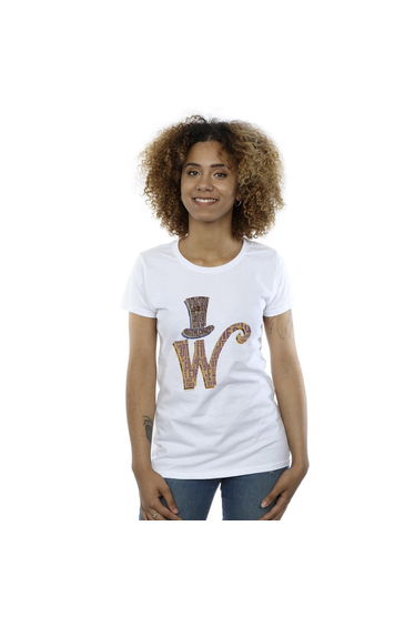 Willy Wonka Womens/Ladies W Logo Hat Cotton T-Shirt - White