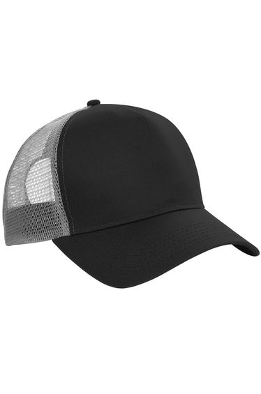 Beechfield Mens Half Mesh Trucker Cap / Headwear (Pack of 2) - Black/Light Grey