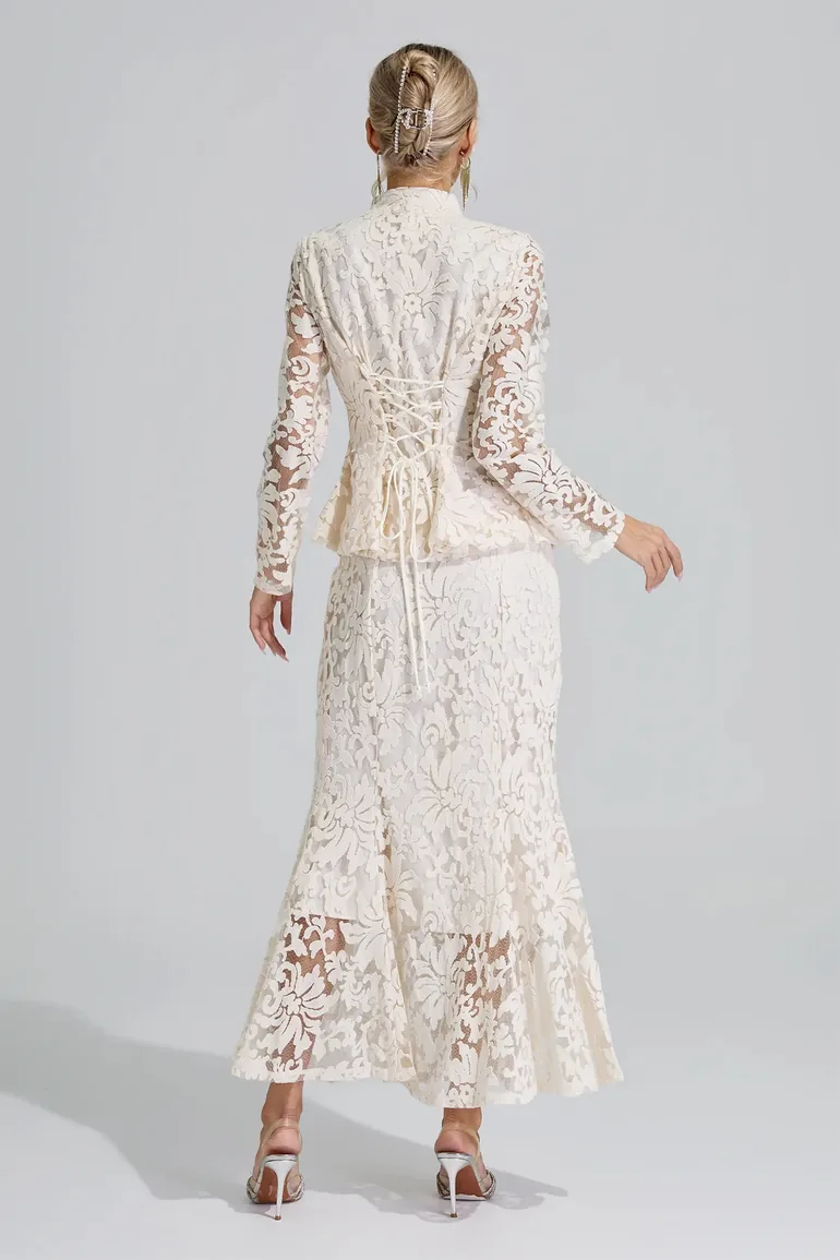 Euterpe Apricot Beaded Lace Fishtail Set - 6