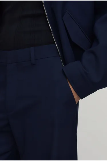 بنطلون طقم بحافة واسعة - كحلي