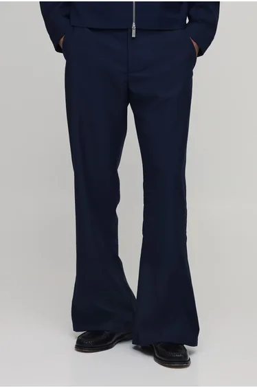 بنطلون طقم بحافة واسعة - كحلي