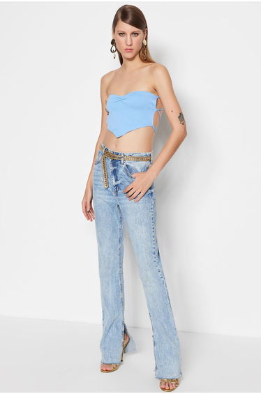 Blouse - Blue - Fitted