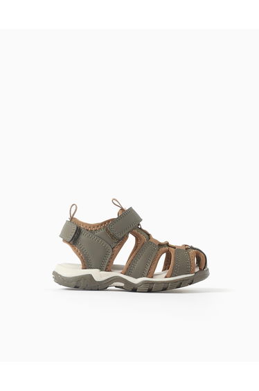 Superlight Fisherman Sandals For Baby Boys, Dark Green/Brown