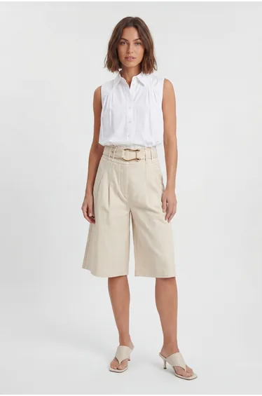 Tailored Top Stitch Detail Bermuda Culotte