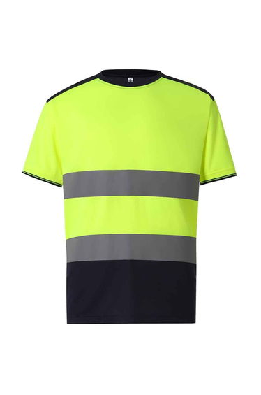 Yoko Mens Two Tone Hi-Vis T-Shirt - Yellow/Navy