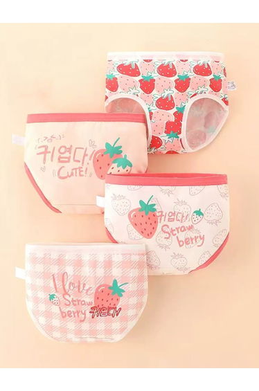 Pack of 4 - Girls Printed Cotton Briefs