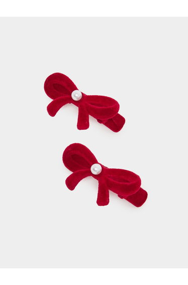 Pack of 2 - Red Bow Hair Clips