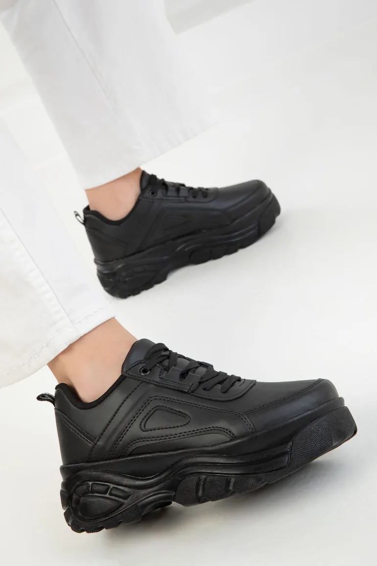 Black-Black Women's Sneakers - 2
