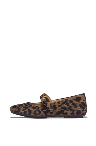 Delicato Leopard Suede Ballerina/Mary Janes Chocolate