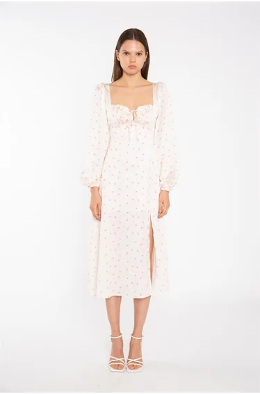 Peach-Pink Daisy Milkmaid -Dress
