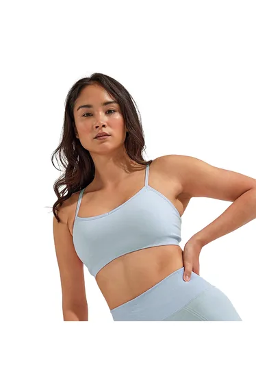 TriDri Womens/Ladies Melange Seamless 3D Sports Bra - Sky Blue