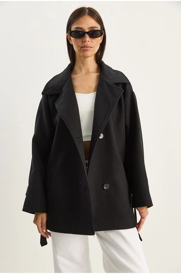 LUCCI Oversized Midi Coat with Button Closure