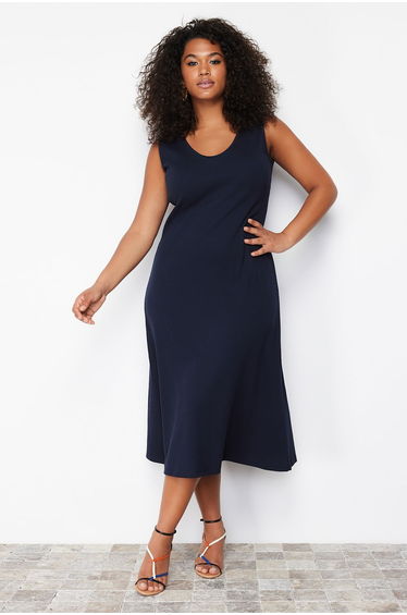 Trendyol Curve Plus Navy A-Line Midaxi Dress