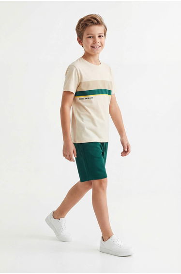 Stone Color Block Knitted Bottom - Top Set