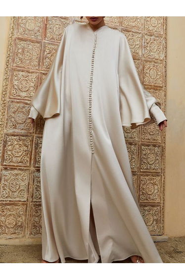 Casual Batwing Sleeves Split-Front Solid Color Maxi Dresses