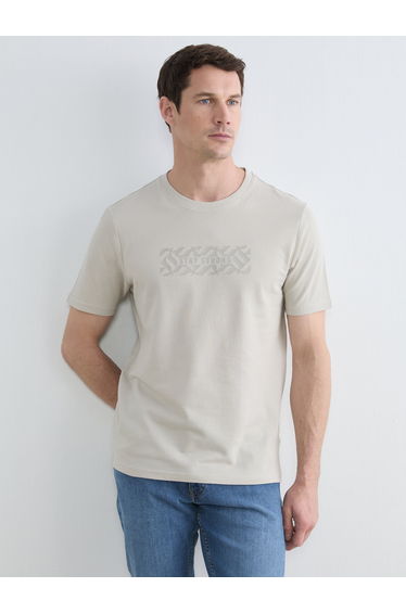Crew Neck Printed Piqué Men's T-Shirt