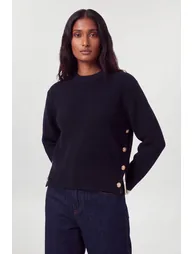 Cotton Button Detail Knit Boxy Jumper - 2