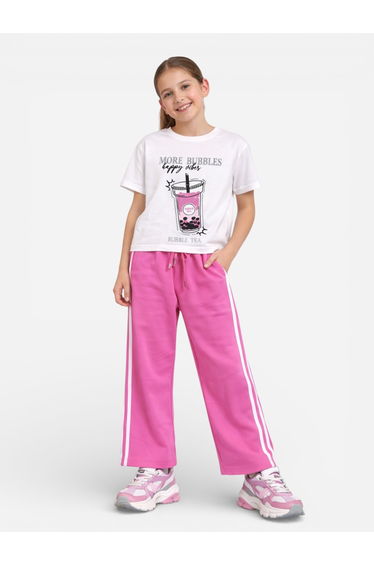 Girls Graphic Print Boxy T-Shirt and Pants Set