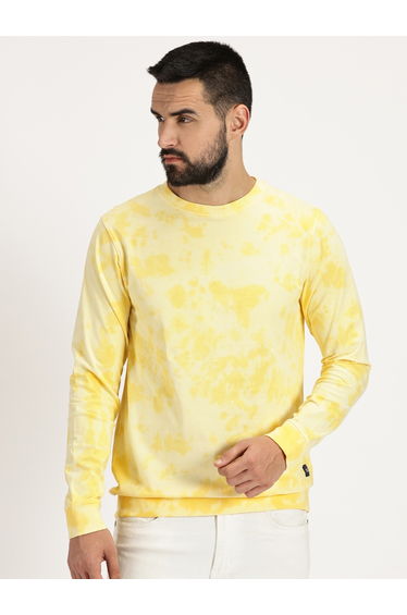 Tie and Dye Print Round Neck T-Shirt with Long Sleeves