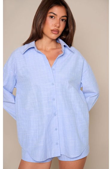 Blue Striped Linen Long Sleeve Shirt